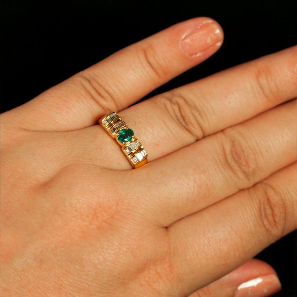 Russian Alexandrite Diamond 18k Yellow Gold Ring - Picture 2 of 7